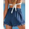 CUPSHE Women’s High Waist Drawstring Shorts Lace Trim Casual Loose Fit Summer Short(Navy)