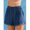 CUPSHE Women’s High Waist Drawstring Shorts Lace Trim Casual Loose Fit Summer Short(Navy)