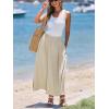 CUPSHE Women’s High Waisted Midi Skirts Summer Business Skirt Flare Work A Line Dressy Skirt(Khaki)