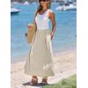 CUPSHE Women’s High Waisted Midi Skirts Summer Business Skirt Flare Work A Line Dressy Skirt(Khaki)