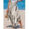 CUPSHE Women’s Summer Maxi Skirt Abstract Irregular Hem Strapless Dress High Waist Smocked Coverup Casual Midi Skirt(Black Floral)