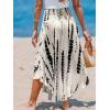 CUPSHE Women’s Summer Maxi Skirt Abstract Irregular Hem Strapless Dress High Waist Smocked Coverup Casual Midi Skirt(Black Floral)