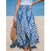 CUPSHE Women’s Summer Maxi Skirt Abstract Irregular Hem Strapless Dress High Waist Smocked Coverup Casual Midi Skirt(Blue)