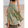 CUPSHE Women’s Summer Maxi Skirt Abstract Irregular Hem Strapless Dress High Waist Smocked Coverup Casual Midi Skirt(Colorful)