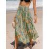 CUPSHE Women’s Summer Maxi Skirt Abstract Irregular Hem Strapless Dress High Waist Smocked Coverup Casual Midi Skirt(Colorful)