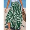 CUPSHE Women’s Summer Maxi Skirt Abstract Irregular Hem Strapless Dress High Waist Smocked Coverup Casual Midi Skirt(Green)