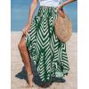 CUPSHE Women’s Summer Maxi Skirt Abstract Irregular Hem Strapless Dress High Waist Smocked Coverup Casual Midi Skirt(Green)