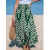 CUPSHE Women’s Summer Maxi Skirt Abstract Irregular Hem Strapless Dress High Waist Smocked Coverup Casual Midi Skirt(Green)