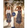 CUPSHE Women’s Summer Maxi Skirt Abstract Irregular Hem Strapless Dress High Waist Smocked Coverup Casual Midi Skirt(Navy)