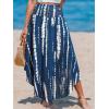CUPSHE Women’s Summer Maxi Skirt Abstract Irregular Hem Strapless Dress High Waist Smocked Coverup Casual Midi Skirt(Navy Blue)