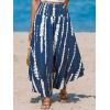 CUPSHE Women’s Summer Maxi Skirt Abstract Irregular Hem Strapless Dress High Waist Smocked Coverup Casual Midi Skirt(Navy Blue)