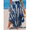 CUPSHE Women’s Summer Maxi Skirt Abstract Irregular Hem Strapless Dress High Waist Smocked Coverup Casual Midi Skirt(Navy Blue)