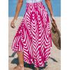 CUPSHE Women’s Summer Maxi Skirt Abstract Irregular Hem Strapless Dress High Waist Smocked Coverup Casual Midi Skirt(Pink)