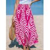 CUPSHE Women’s Summer Maxi Skirt Abstract Irregular Hem Strapless Dress High Waist Smocked Coverup Casual Midi Skirt(Pink)