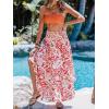 CUPSHE Women’s Summer Maxi Skirt Abstract Irregular Hem Strapless Dress High Waist Smocked Coverup Casual Midi Skirt(Pink Floral)