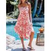 CUPSHE Women’s Summer Maxi Skirt Abstract Irregular Hem Strapless Dress High Waist Smocked Coverup Casual Midi Skirt(Pink Floral)
