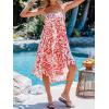 CUPSHE Women’s Summer Maxi Skirt Abstract Irregular Hem Strapless Dress High Waist Smocked Coverup Casual Midi Skirt(Pink Floral)