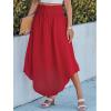 CUPSHE Women’s Summer Maxi Skirt Abstract Irregular Hem Strapless Dress High Waist Smocked Coverup Casual Midi Skirt(Red)