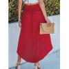 CUPSHE Women’s Summer Maxi Skirt Abstract Irregular Hem Strapless Dress High Waist Smocked Coverup Casual Midi Skirt(Red)