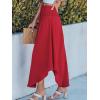CUPSHE Women’s Summer Maxi Skirt Abstract Irregular Hem Strapless Dress High Waist Smocked Coverup Casual Midi Skirt(Red)