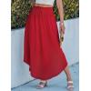 CUPSHE Women’s Summer Maxi Skirt Abstract Irregular Hem Strapless Dress High Waist Smocked Coverup Casual Midi Skirt(Red)
