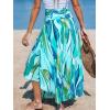 CUPSHE Women’s Summer Maxi Skirt Abstract Irregular Hem Strapless Dress High Waist Smocked Coverup Casual Midi Skirt(Sky Blue)
