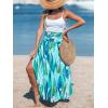 CUPSHE Women’s Summer Maxi Skirt Abstract Irregular Hem Strapless Dress High Waist Smocked Coverup Casual Midi Skirt(Sky Blue)
