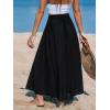 CUPSHE Womens Summer Skirt Elastic High Waisted A-Line Midi Skirt Button Front Flowy Long Skirts Casual Dressy(Black)