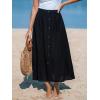 CUPSHE Womens Summer Skirt Elastic High Waisted A-Line Midi Skirt Button Front Flowy Long Skirts Casual Dressy(Black)