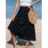 CUPSHE Womens Summer Skirt Elastic High Waisted A-Line Midi Skirt Button Front Flowy Long Skirts Casual Dressy(Black)