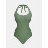 CUPSHE Women’s Tummy Control One Piece Swimsuit with Detachable Skirt Sexy Cutout Back Hook Bathing Suit Monokini(Eucalyptus Green)