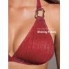 CUPSHE Women’s Two Piece Bikini Sets V Neck Bathing Suits Textured Halter Side Shirred Back Hook Adjustable Straps(Ruby Red)