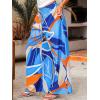 CUPSHE Women‘s Wide Leg Palazzo Pants Elastic High Waisted Summer Boho Tropical Beach Flowy Trousers(Abstract Blue)