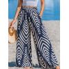 CUPSHE Women‘s Wide Leg Palazzo Pants Elastic High Waisted Summer Boho Tropical Beach Flowy Trousers(Black)