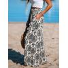CUPSHE Women‘s Wide Leg Palazzo Pants Elastic High Waisted Summer Boho Tropical Beach Flowy Trousers(Black Navy)