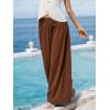 CUPSHE Women‘s Wide Leg Palazzo Pants Elastic High Waisted Summer Boho Tropical Beach Flowy Trousers(Brown)