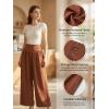 CUPSHE Women‘s Wide Leg Palazzo Pants Elastic High Waisted Summer Boho Tropical Beach Flowy Trousers(Brown)