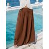 CUPSHE Women‘s Wide Leg Palazzo Pants Elastic High Waisted Summer Boho Tropical Beach Flowy Trousers(Brown)