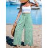 CUPSHE Women‘s Wide Leg Palazzo Pants Elastic High Waisted Summer Boho Tropical Beach Flowy Trousers(Checkered Green)