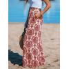 CUPSHE Women‘s Wide Leg Palazzo Pants Elastic High Waisted Summer Boho Tropical Beach Flowy Trousers(Red)