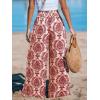 CUPSHE Women‘s Wide Leg Palazzo Pants Elastic High Waisted Summer Boho Tropical Beach Flowy Trousers(Red)