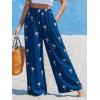 CUPSHE Women’s Wide Leg Pants, Summer Casual High Waist Vacation Palazzo Beach Pants with Pocket(Blue)