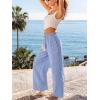 CUPSHE Women’s Wide Leg Stripe Pants, Spring Summer High Waist Smocked Palazzo Casual Beach Pants with Pockets(Blue)