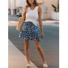 Women’s Mini Skirts Boho Floral High Waist Ruffle Tiered Chiffon Flowy A-Line Beach Casual Cute Short Skirt(Dark Blue)