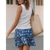 Women’s Mini Skirts Boho Floral High Waist Ruffle Tiered Chiffon Flowy A-Line Beach Casual Cute Short Skirt(Dark Blue)