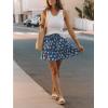 Women’s Mini Skirts Boho Floral High Waist Ruffle Tiered Chiffon Flowy A-Line Beach Casual Cute Short Skirt(Dark Blue)