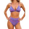 CUPSHE Bikini Set for Women Bathing Suit High Waisted Scalloped V Neck Two Pieces Swimsuit(Royal Blue/Pink)