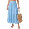 CUPSHE Maxi Skirts for Women 2026 Summer Floral Casual Pleated High Waisted Flowy Long Skirt Beach Vacation Cruise(Blue)