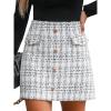 CUPSHE Women Mini Plaid Skirts Tweed High Waist Bodycon Pencil Hem Spring Summer Dressy Outfits Shorts(Grey)