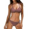 CUPSHE Women’s 2 Piece Bikini Set Back Braided Straps with Reversible Bottom(Dark Brown/Polka Dot)
